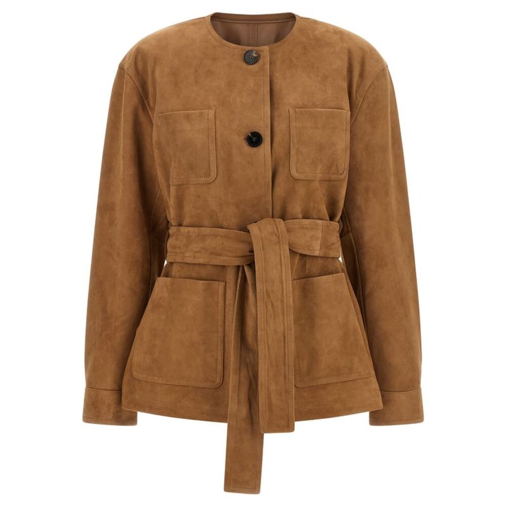 Max Mara Brown Lamb Leather Leather Women's Jacket